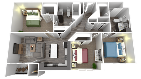 Floor plan for 3 beds, 2 baths, 1478 sqft